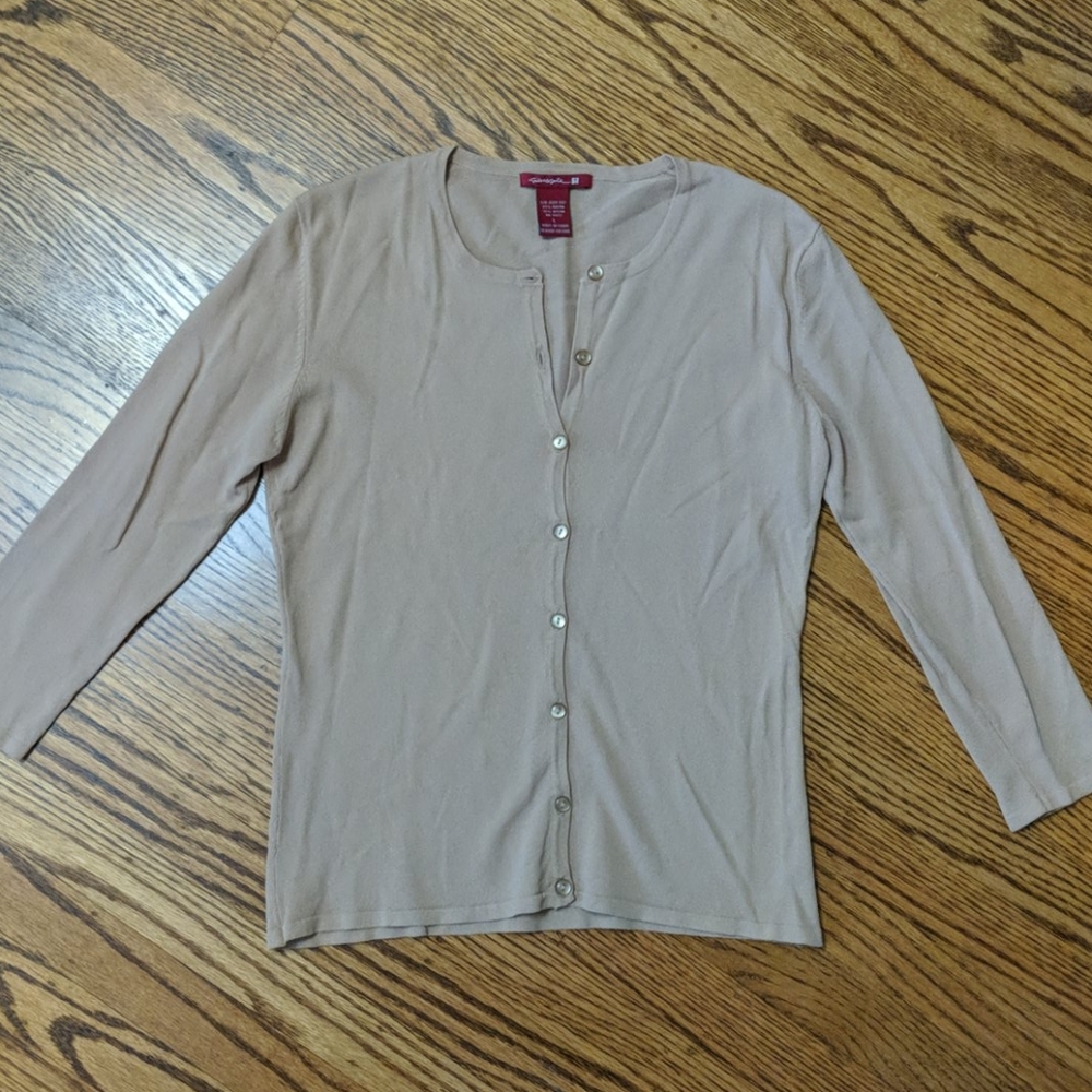 Cardigan top, Large, Tan